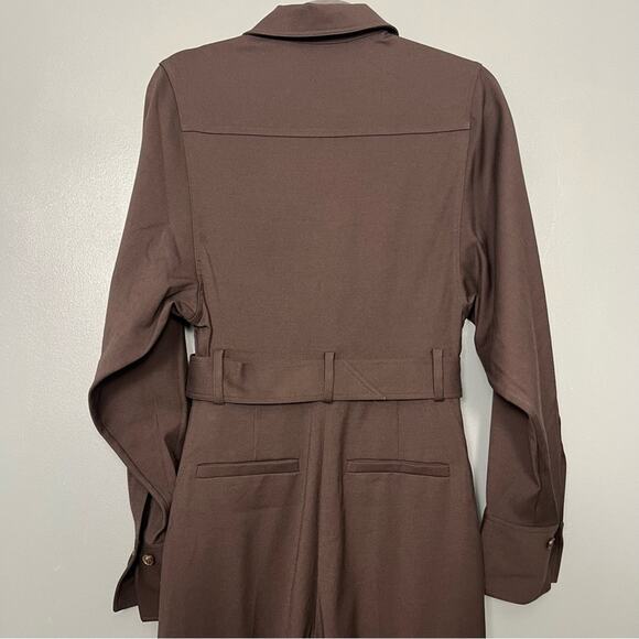 NWT & Other Stories Tailored Long Sleeve Jumpsuit Dark Brown Women’s Size 2 - Picture 7 of 14